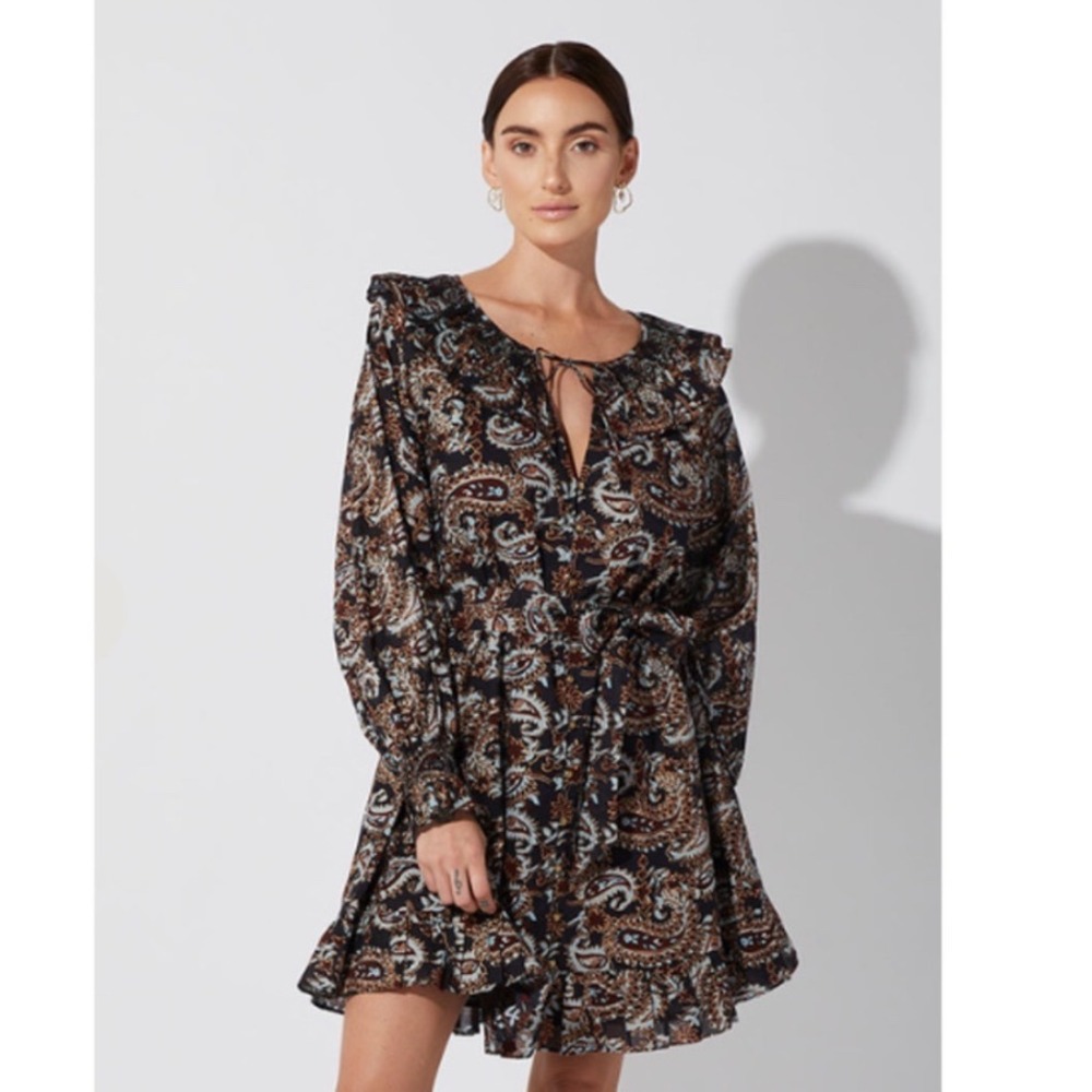 Cleobella Carolyn Paisley Mini Dress in‎ Navy Paisley Large NWT